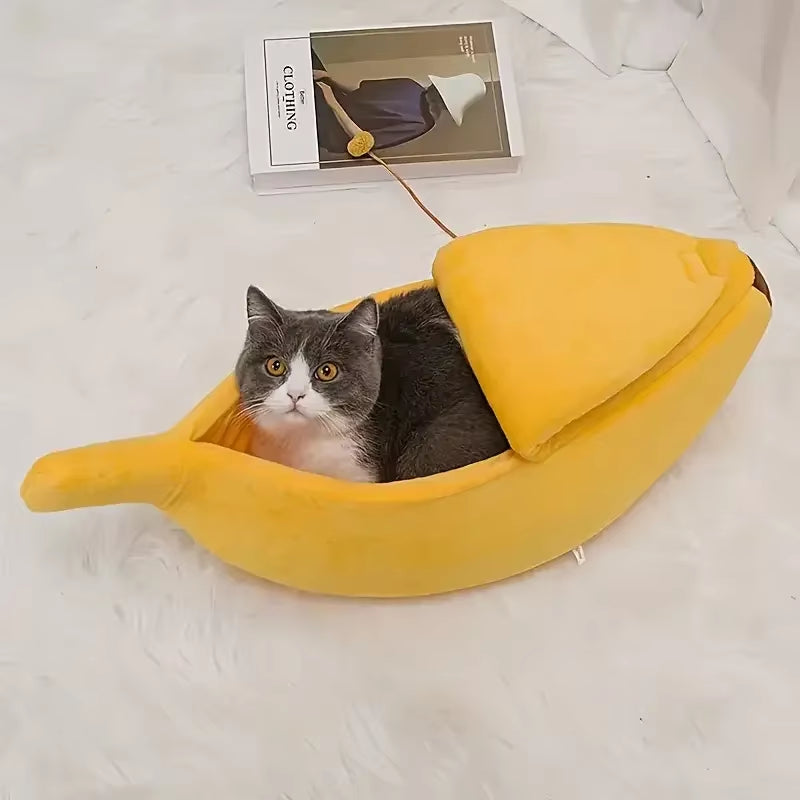 Banana Cat Bed House Funny Cute Cozy Cat Mat Beds Warm Durable Portable Pet Basket Kennel Dog Cushion Cat Supplies Multicolor