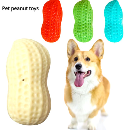 Peanut Squeaky Chew Toy - Rubber Pet Teething & Play