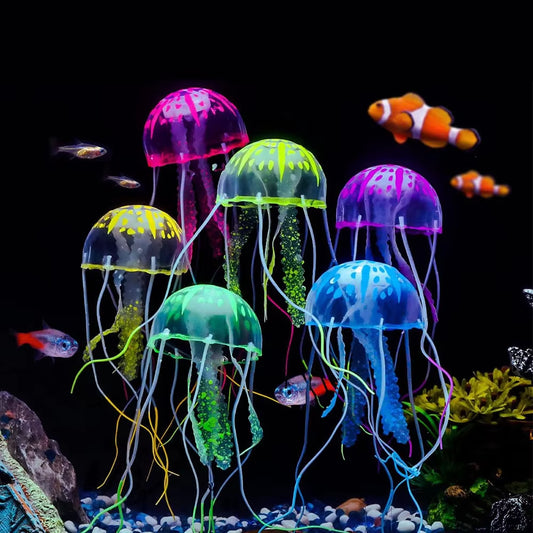 Colorful Artificial Glowing Effect Silicone Vivid Jellyfish Fish Tank Aquarium Decor Submarine Ornament Decoration Aquatic Pet